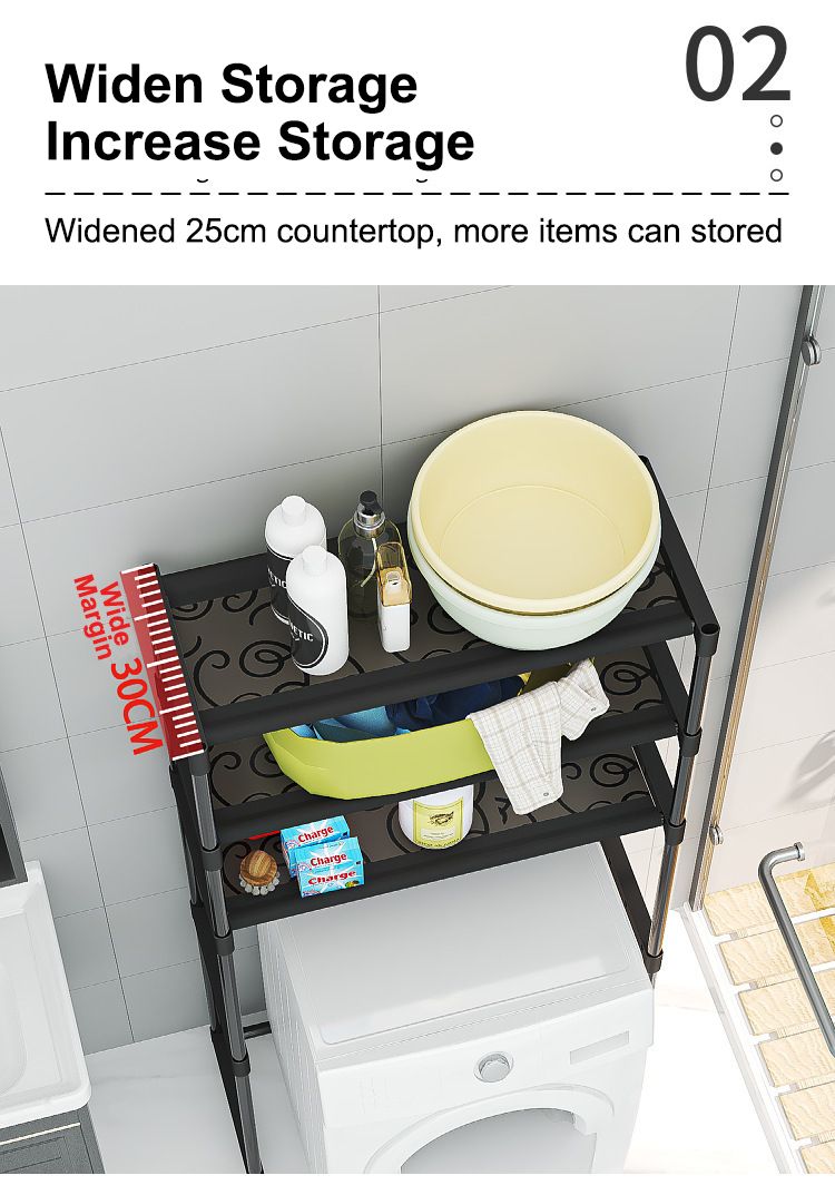 Jaza Keja 3 Layer Metallic Bathroom Storage Rack Floor-standing Toilet Rack Basin Shelf Home Bathroom Storage Accessories