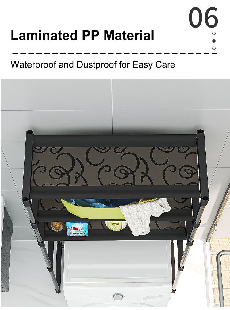 Jaza Keja 3 Layer Metallic Bathroom Storage Rack Floor-standing Toilet Rack Basin Shelf Home Bathroom Storage Accessories