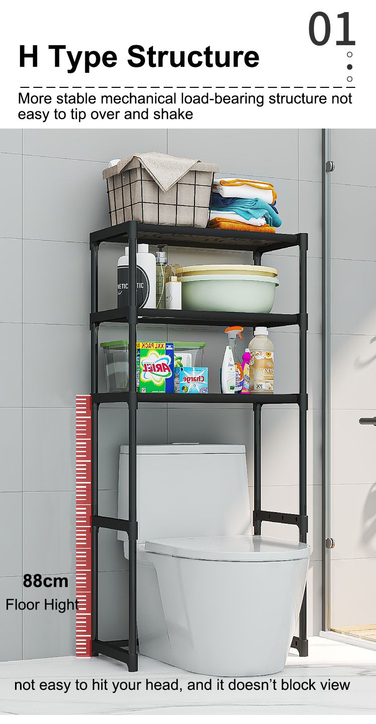 Jaza Keja 3 Layer Metallic Bathroom Storage Rack Floor-standing Toilet Rack Basin Shelf Home Bathroom Storage Accessories