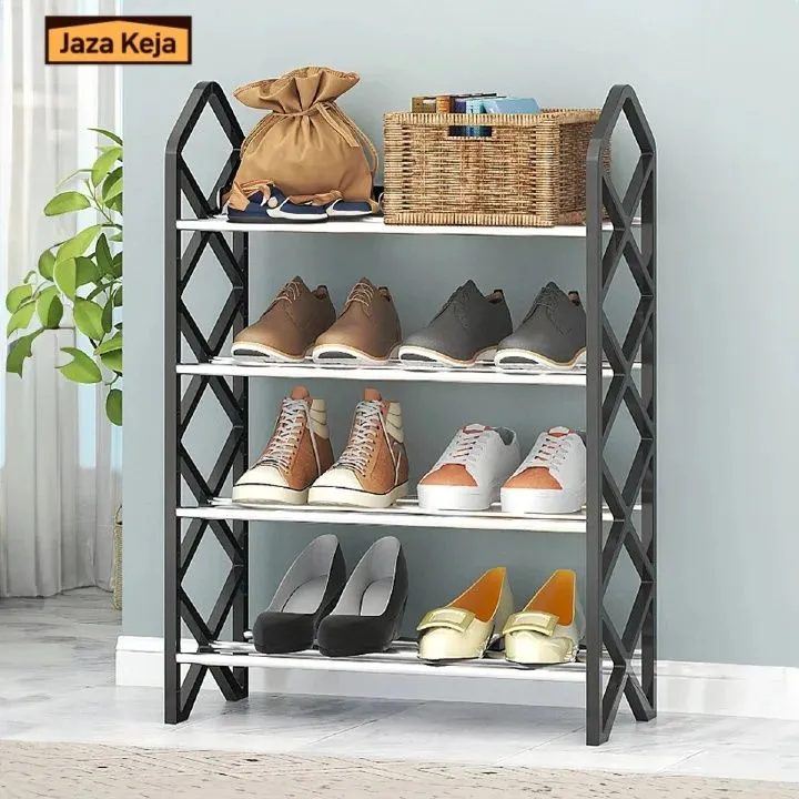 Jaza Keja 4 Layer Slant Bar Shoe Rack Home Doorway Sturdy Multilayer Dormitory Simple Shoe Cabinet Organizer Shoes Rack