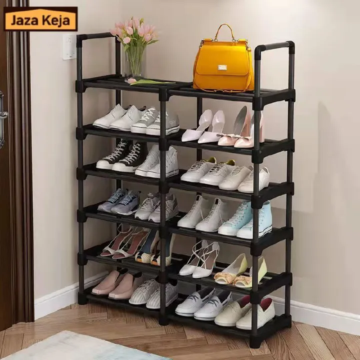 Jaza Keja 13mm Thickened 2 Columns 6 Layer Shoe Rack Multilayer Assembled Shelf Save Space Entrance Combination Shoe Cabinet Stand Holder Sneakers Organizer