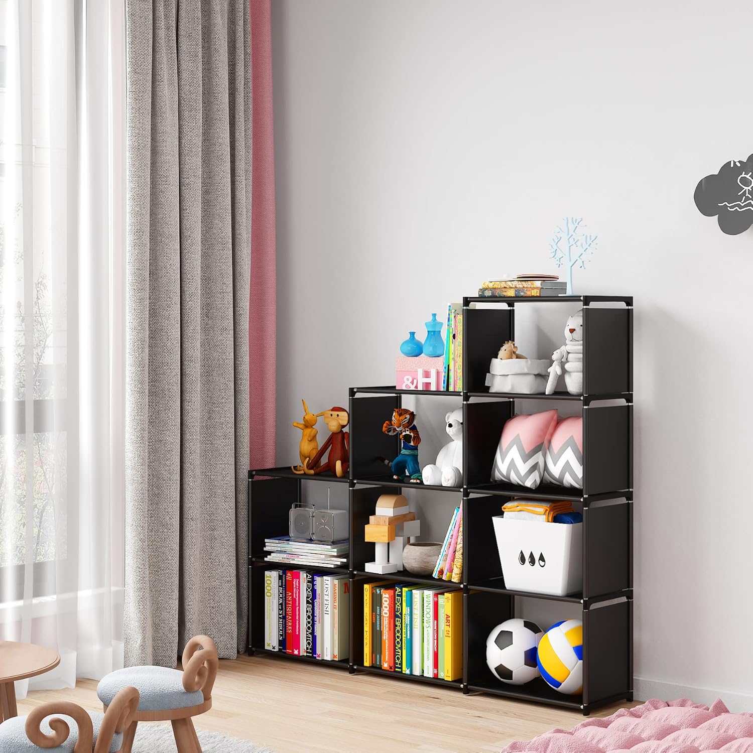 Jaza Keja 9 Cube Multifunctional Combination Metallic Storage Rack Book Shelf Clothes Wardrobe Closet Toys Shoes Rack Stand Rack Self