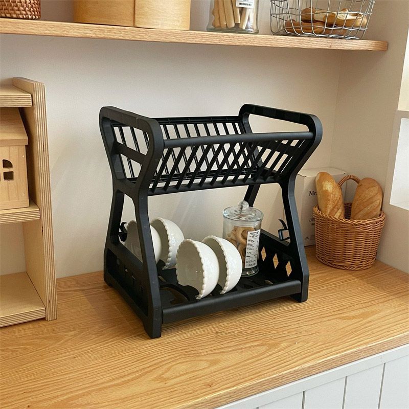 Jaza Keja 2 Layers Kitchen Storage Shelf Plastic Drain Dish Rack Kitchen Organizer for More Space Saving Kitchen Counter