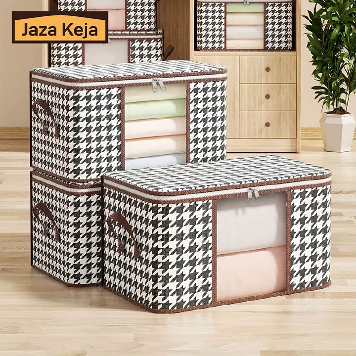 Jaza Keja Visible Window Storage Bag Thickened Non-woven Quilt Household Large Capacity Foldable With Handles Organizer Box