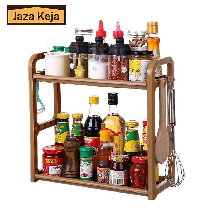 Jaza Keja 2 Layer Kitchen Organizer Rack Spices Organizer Storage Shelves Seasoning Spices Storage Holder Kitchen Utensils Storage Rack