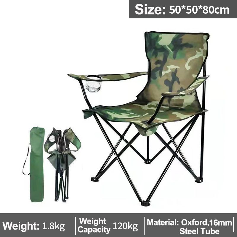Jaza Keja Camping Folding Fishing Chair with Carrying Bag Armrest Foldable Portable Camping Chair Heavy Duty for Travelling