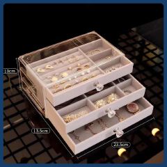 [New]Jaza Keja Acrylic Jewelry Box High-grade Exquisite Anti-oxidation 3 Drawers Desktop Bracelet Ring Jewelry Storage Box Velvet Trays