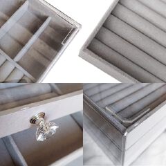 [New]Jaza Keja Acrylic Jewelry Box High-grade Exquisite Anti-oxidation 3 Drawers Desktop Bracelet Ring Jewelry Storage Box Velvet Trays