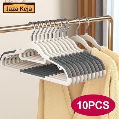 [Buy More Save More] Jaza Keja 10PCS Plastic Hangers Non Slip Slim Scratch Resistant Coat Hangers Heavy Duty Thin Plastic for Women Men Clothes Shoulder Corner Drying Rack Household