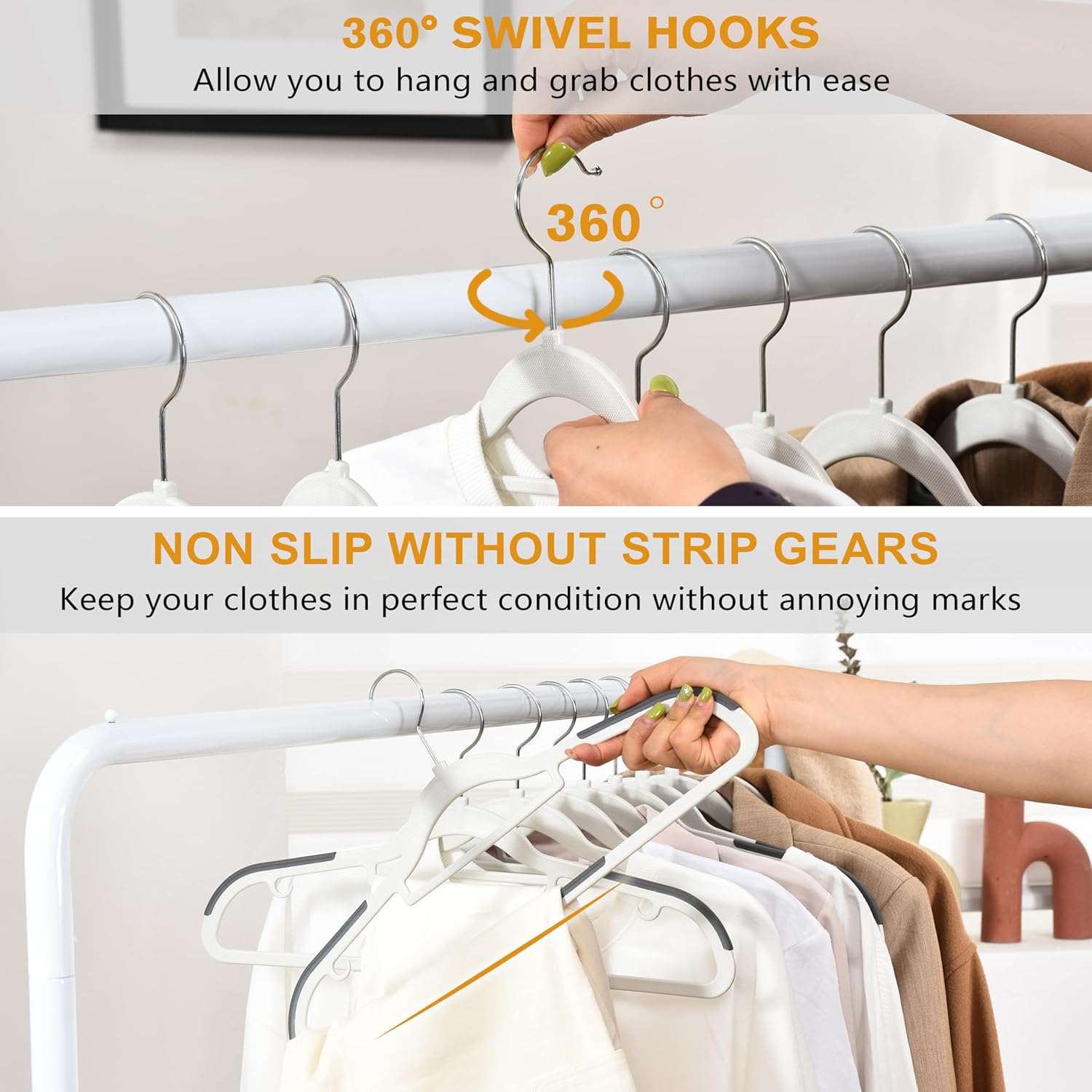 [New]Jaza Keja 10PCS Plastic Hangers Non Slip Slim Scratch Resistant Coat Hangers Heavy Duty Thin Plastic for Women Men Clothes Shoulder Corner Drying Rack