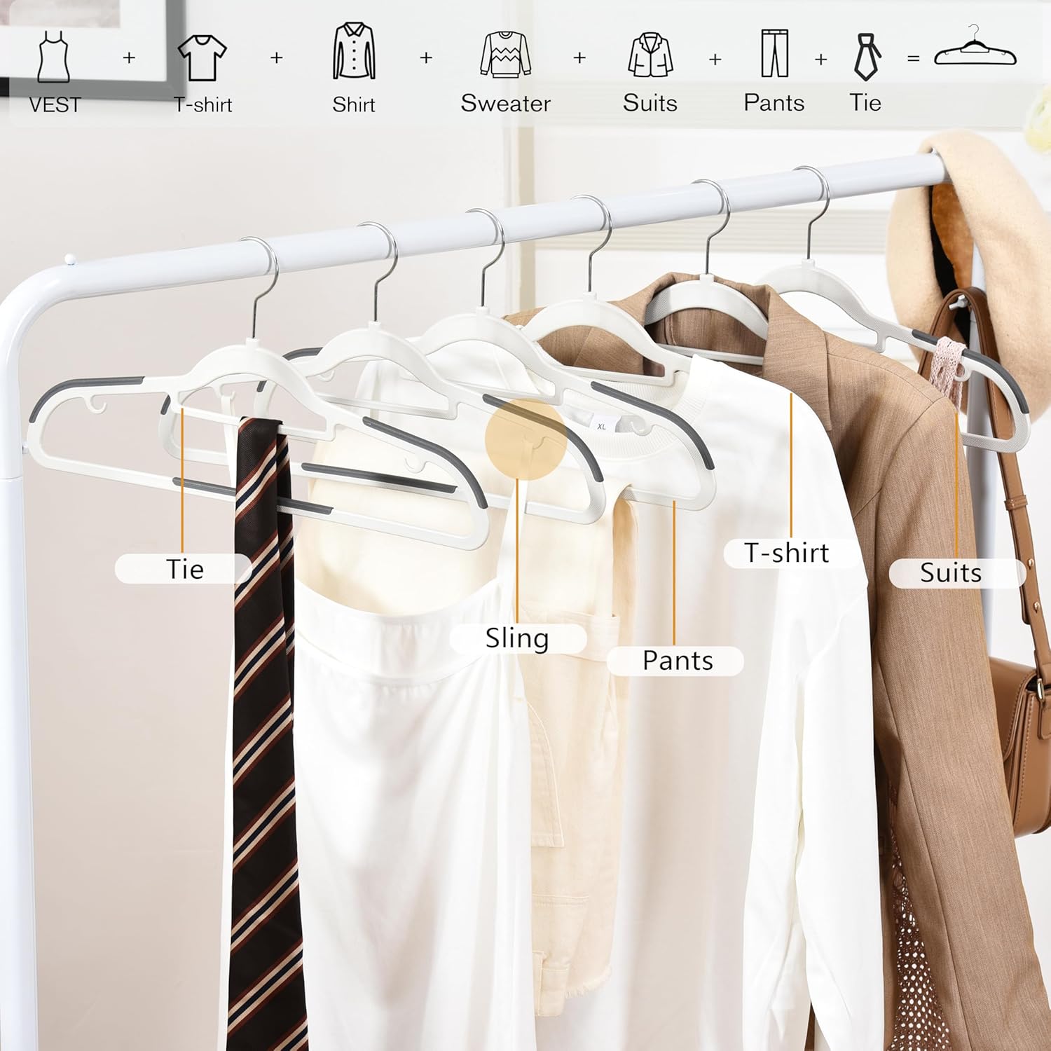 [New]Jaza Keja 10PCS Plastic Hangers Non Slip Slim Scratch Resistant Coat Hangers Heavy Duty Thin Plastic for Women Men Clothes Shoulder Corner Drying Rack