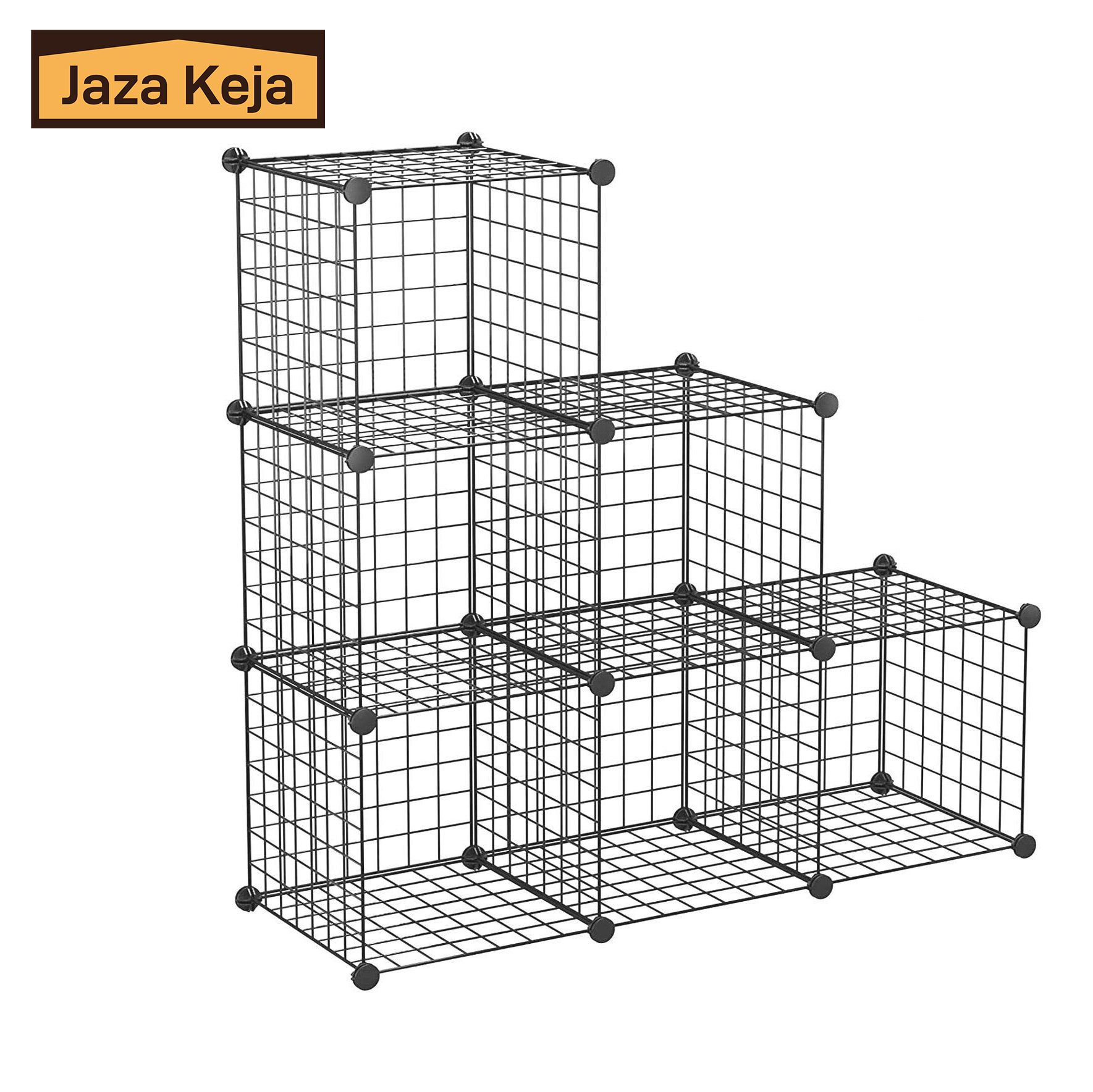 Jaza Keja 6 Cube Metalic Closet Organizers Portable Wardrobe Storage Wire Metal Grids Bookshelf Stackable Modular Shelves Storage Organizer Bins for Home,Office,Kids
