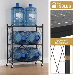 [New]Jaza Keja No Assembly 3 4 5 Tier Heavy-Duty Folding Shelf with Wheels Metal Steel Collapsible Portable Shelves Organizer Rack Rolling Standing Utility Rack for Kitchen Pantry Office Garage