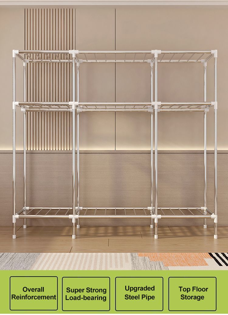 [New]Jaza Keja 160 Wide 20mm Thickened Heavy Duty Strong Portable Wardrobe Cloth Closet Furniture for Home Household Bedroom Assembly Cabinet Steel Pipe Reinforced Storage Rack Wardrobe
