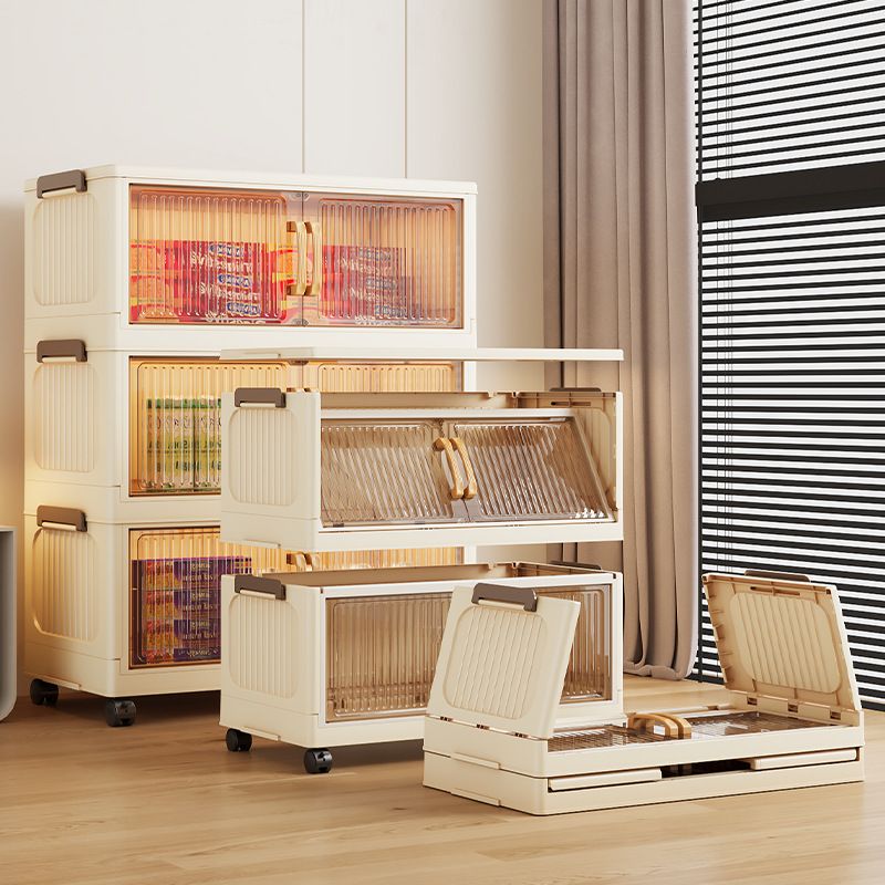 [New]Jaza Keja 4 5 Layer Stackable Foldable Storage Box with Lids Wheels Heavy-Duty Collapsible Bins Cabinet Closet Wardrobe Organizers for Clothes Toys Snacks Bedroom Living Room Kitchen