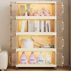[New]Jaza Keja 4 5 Layer Stackable Foldable Storage Box with Lids Wheels Heavy-Duty Collapsible Bins Cabinet Closet Wardrobe Organizers for Clothes Toys Snacks Bedroom Living Room Kitchen