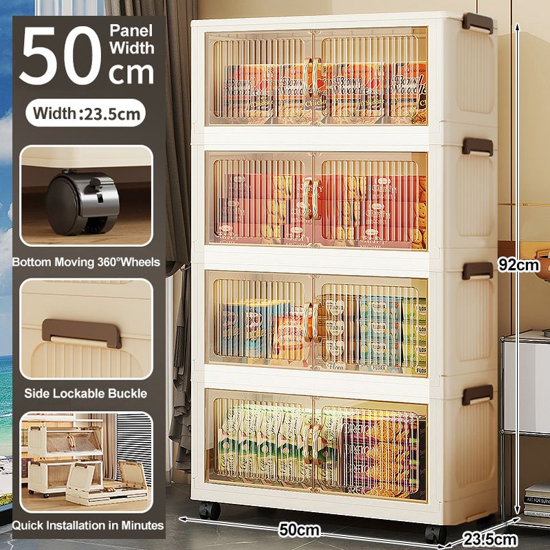 [New]Jaza Keja 4 5 Layer Stackable Foldable Storage Box with Lids Wheels Heavy-Duty Collapsible Bins Cabinet Closet Wardrobe Organizers for Clothes Toys Snacks Bedroom Living Room Kitchen