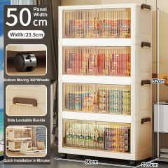 [New]Jaza Keja 4 5 Layer Stackable Foldable Storage Box with Lids Wheels Heavy-Duty Collapsible Bins Cabinet Closet Wardrobe Organizers for Clothes Toys Snacks Bedroom Living Room Kitchen