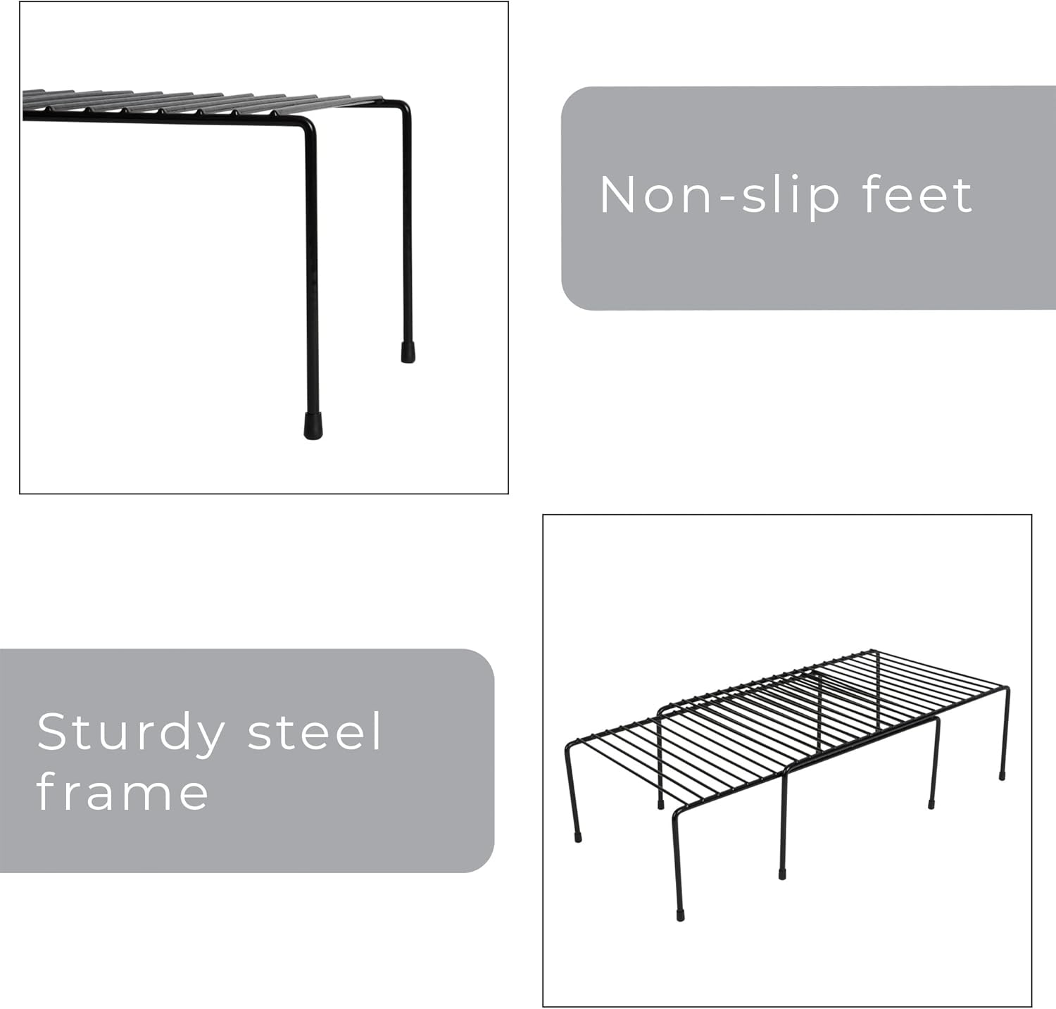 [New]Jaza Keja Expandable Shelf Organizer for Kitchen Countertop, Metal Cabinet Pantry Shelf, Spice Rack Organizer, Space Saving Non Slip Rustproof