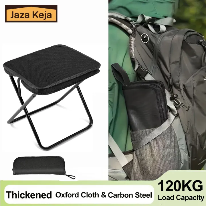 [New]Jaza Keja Portable Durable Folding Stool for Outdoor Camping Foldable Iron Alloy Chair with Zipper Storage Bag Home Balcony Leisure Seat suitable for camping/fishing/picnicking