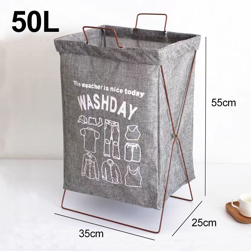 [New]Jaza Keja Folding Laundry Basket Dirty Clothes Hamper Cotton Linen Fabric Storage Bin Bathroom Laundry Basket Suitable for All Seasons
