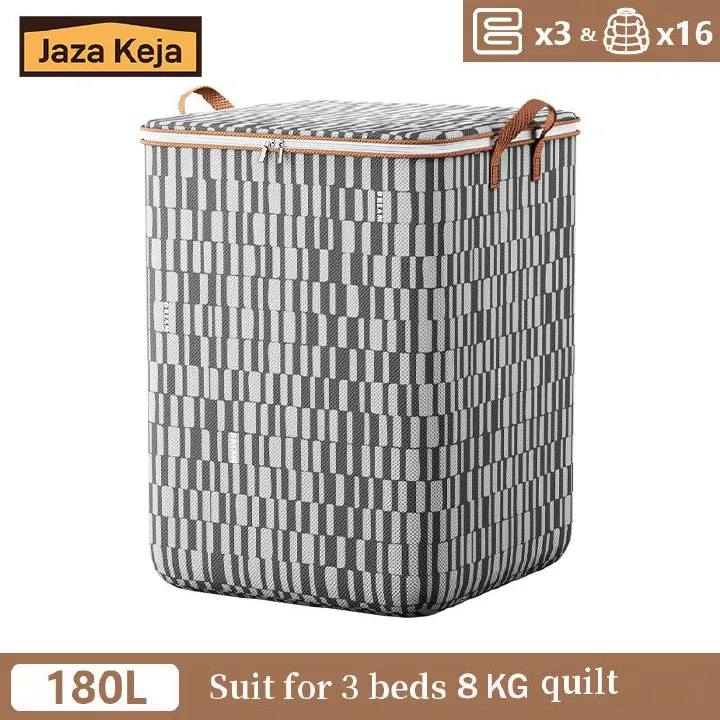 Jaza Keja 180L Portable Waterproof Moisture-proof Luggage Storage Bag Large Closet Organizer Toy Bins Zipper Duvet Storage Container