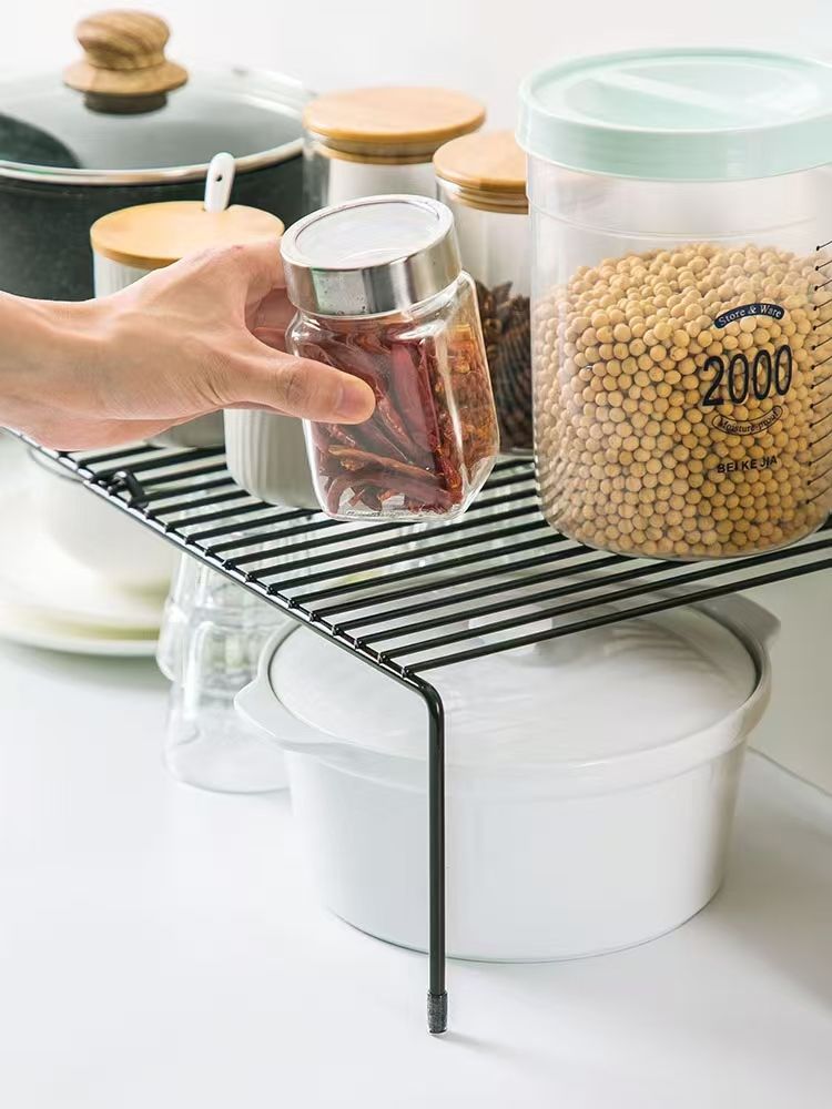 [New]Jaza Keja Expandable Shelf Organizer for Kitchen Countertop, Metal Cabinet Pantry Shelf, Spice Rack Organizer, Space Saving Non Slip Rustproof