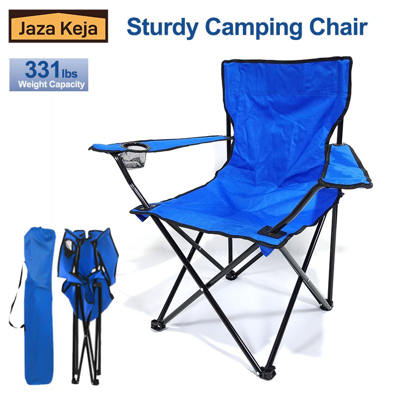 Jaza Keja Folding Outdoor Armrest Chair Steel Frame Durable Portable Fishing Travelling Camping Equipment