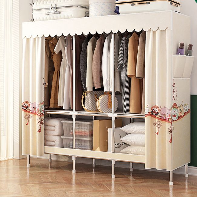 [New]Jaza Keja 160 Wide 20mm Thickened Heavy Duty Strong Portable Wardrobe Cloth Closet Furniture for Home Household Bedroom Assembly Cabinet Steel Pipe Reinforced Storage Rack Wardrobe
