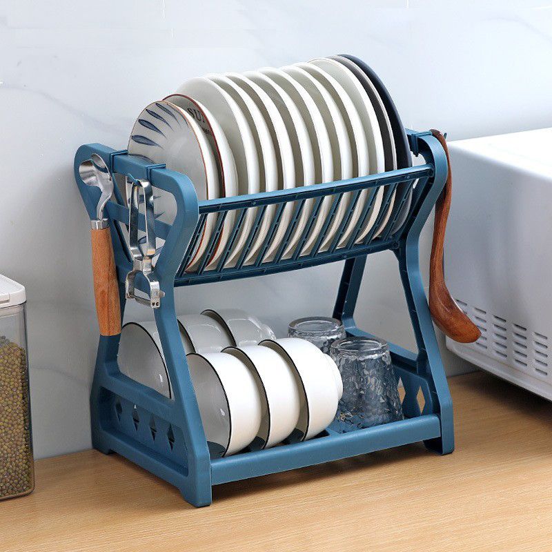 Jaza Keja 2 Layers Kitchen Storage Shelf Plastic Drain Dish Rack Kitchen Organizer for More Space Saving Kitchen Counter