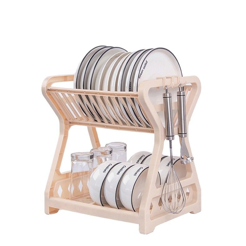 Jaza Keja 2 Layers Kitchen Storage Shelf Plastic Drain Dish Rack Kitchen Organizer for More Space Saving Kitchen Counter
