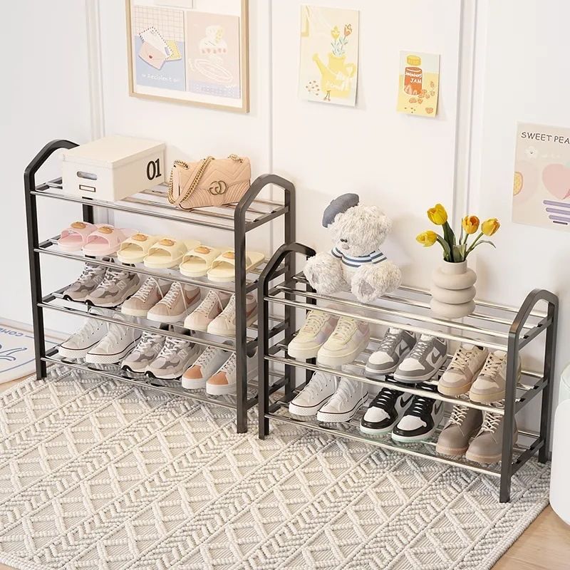 [New]Jaza Keja 60cm Extra Wide 4 Layer Shoe Rack Organizer for 12-16 Pairs Shoes Closet Entryway Bedroom Easy Assembly Storage Shelf with Side Handles