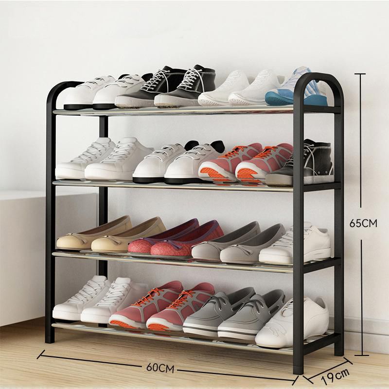 [New]Jaza Keja 60cm Extra Wide 4 Layer Shoe Rack Organizer for 12-16 Pairs Shoes Closet Entryway Bedroom Easy Assembly Storage Shelf with Side Handles