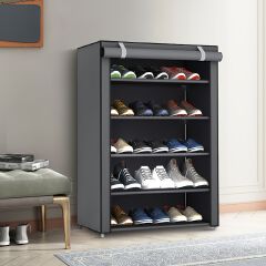 Jaza Keja 5 6 Layers Shoes Rack With Dustproof Curtain Free Standing Shoes Rack Easy Assembled Shoes Storage Shelf