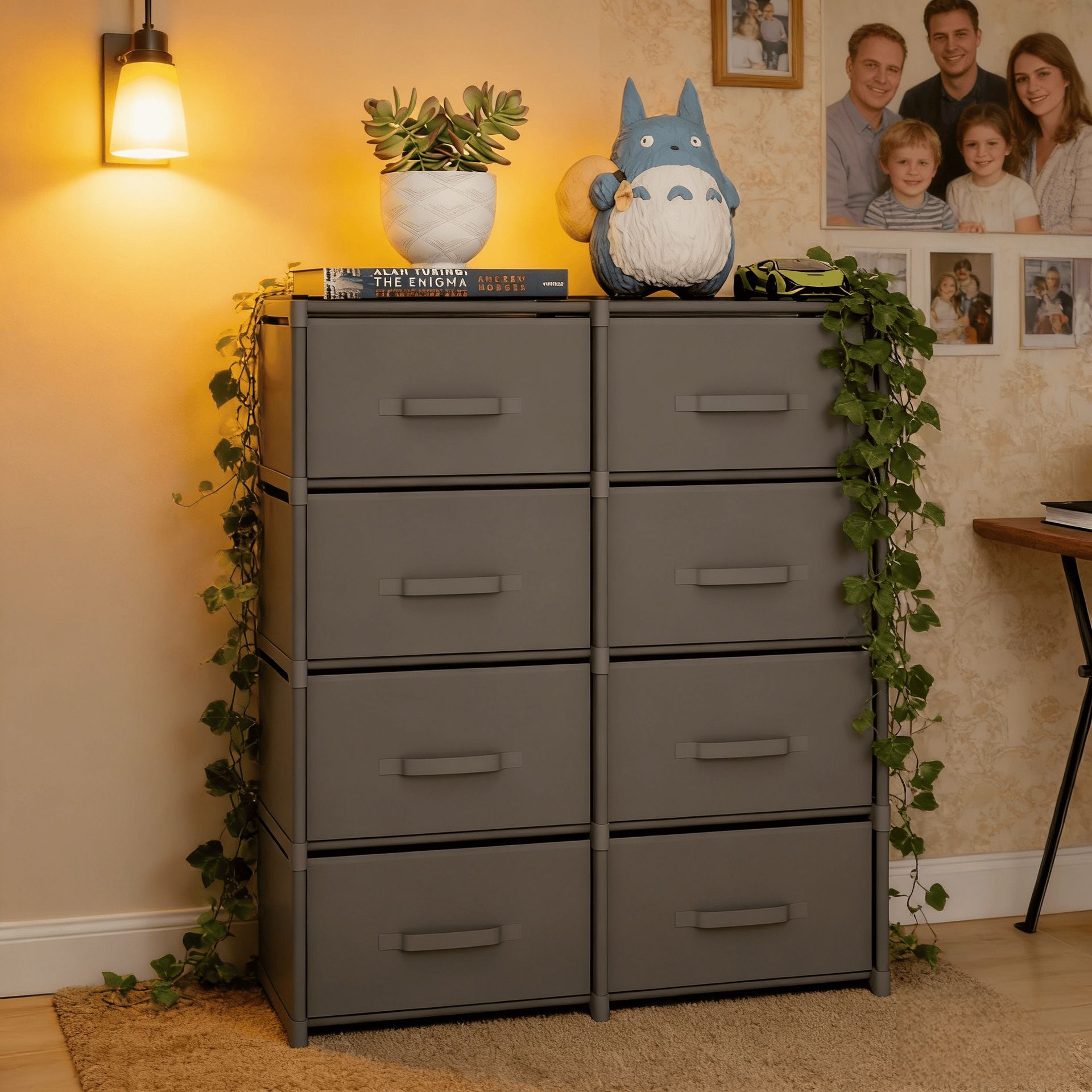 [New]Jaza Keja Fabric Chest of Drawers 6 8 Drawers Storage Unit with Sturdy Steel Frame Dresser Drawers for Bedroom Living Room Hallway Office Closet