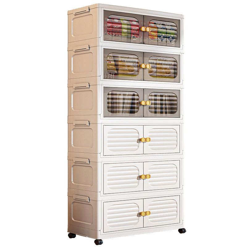 [New]Jaza Keja 4 5 Layer Foldable Storage Cabinets Space-Saving Collapsible Rectangular PP Plastic Camping Storage Case Lid for Clothes Storage