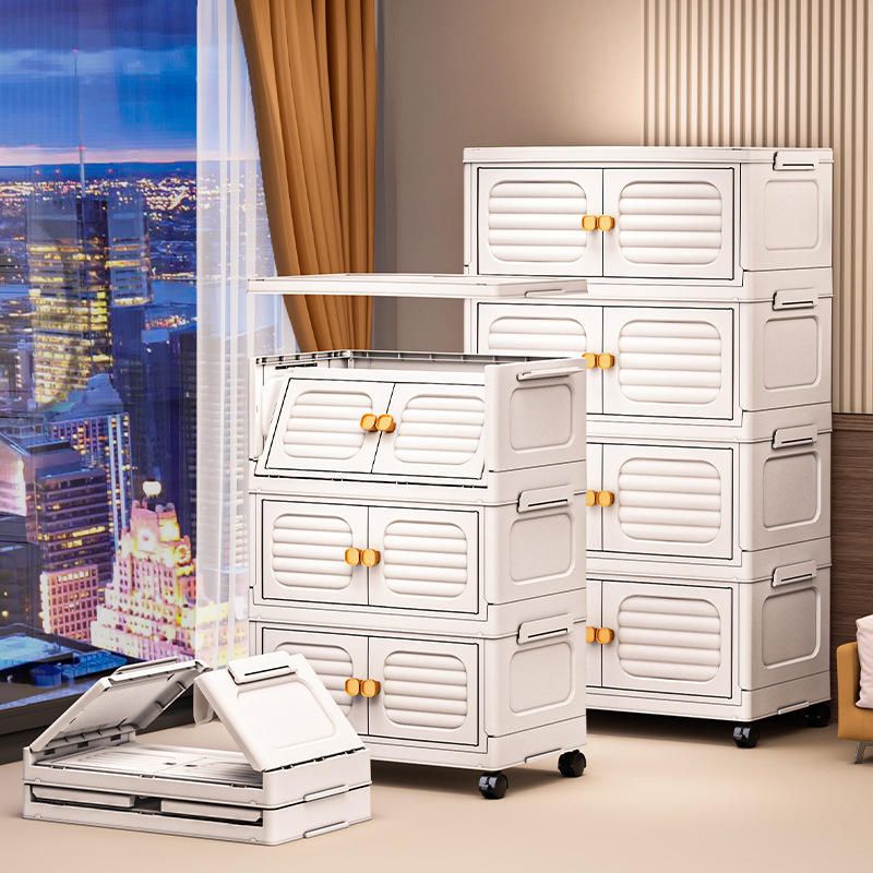 [New]Jaza Keja 4 5 Layer Foldable Storage Cabinets Space-Saving Collapsible Rectangular PP Plastic Camping Storage Case Lid for Clothes Storage