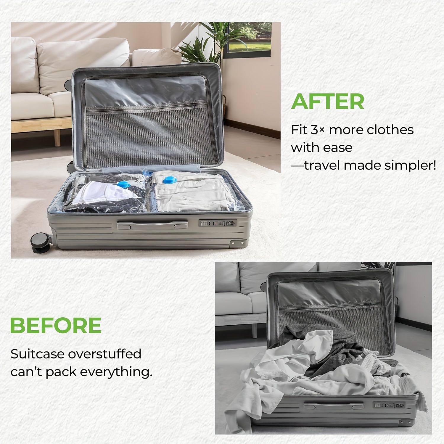 [New]Jaza Keja 10PCS Vacuum Compression Bag with Portable Hand Pump Medium Large Jumbo Clothing Quilt Storage Bag Large Suit Household Pumping Clothes Finishing Bag for Bedding Clothes Travel