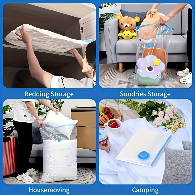 [New]Jaza Keja 10PCS Vacuum Compression Bag with Portable Hand Pump Medium Large Jumbo Clothing Quilt Storage Bag Large Suit Household Pumping Clothes Finishing Bag for Bedding Clothes Travel