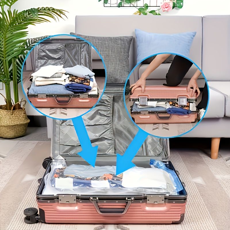 [New]Jaza Keja 10PCS Vacuum Compression Bag with Portable Hand Pump Medium Large Jumbo Clothing Quilt Storage Bag Large Suit Household Pumping Clothes Finishing Bag for Bedding Clothes Travel