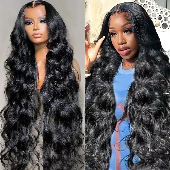 High Density 13x4 HD Lace Front Wigs Human Hair Body Wave Human Hair Wigs Glueless Pre Plucked Bleached Knots Lace Front Wig With Baby Hair Brazilian Hair Wigs For Black Women 24 Inch