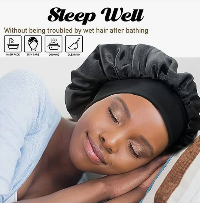 New Arrivals 2Pcs Silk Bonnet for Sleeping, Satin Hair Bonnets, Soft Elastic Band Silk Sleep Cap, Silk Hair Wrap for Curly Hair Black Friday