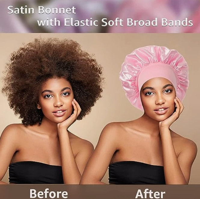 New Arrivals 2Pcs Silk Bonnet for Sleeping, Satin Hair Bonnets, Soft Elastic Band Silk Sleep Cap, Silk Hair Wrap for Curly Hair Black Friday