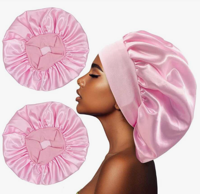 New Arrivals 2Pcs Silk Bonnet for Sleeping, Satin Hair Bonnets, Soft Elastic Band Silk Sleep Cap, Silk Hair Wrap for Curly Hair Black Friday