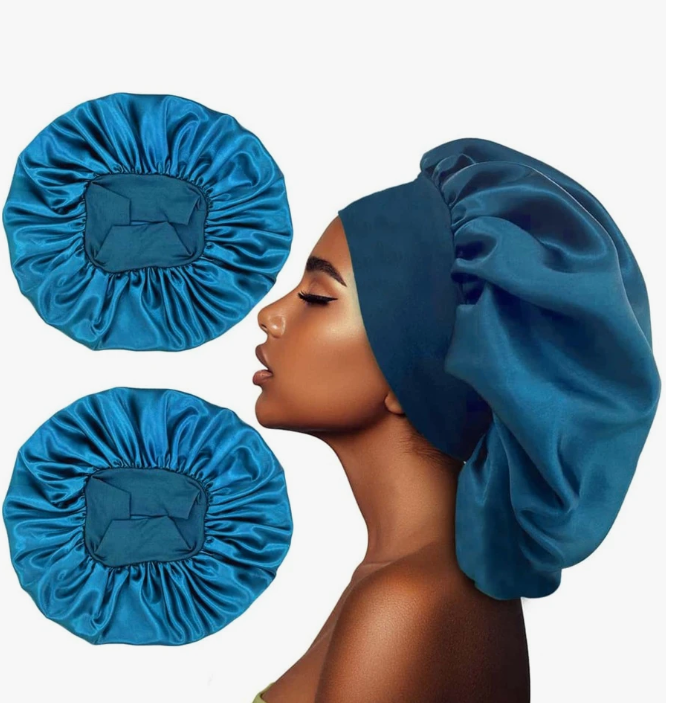 New Arrivals 2Pcs Silk Bonnet for Sleeping, Satin Hair Bonnets, Soft Elastic Band Silk Sleep Cap, Silk Hair Wrap for Curly Hair Black Friday
