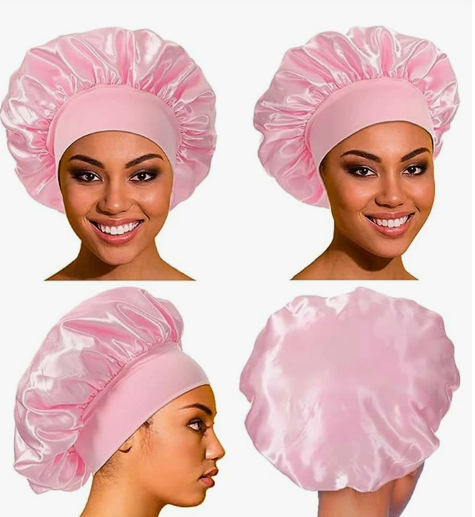 New Arrivals 2Pcs Silk Bonnet for Sleeping, Satin Hair Bonnets, Soft Elastic Band Silk Sleep Cap, Silk Hair Wrap for Curly Hair Black Friday