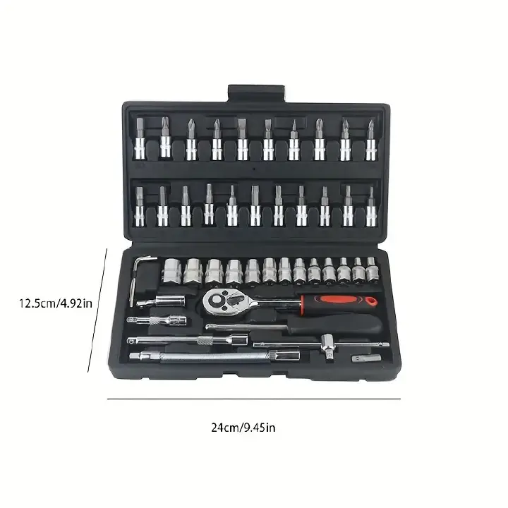 Tool 46 PCS Set Wrench Batch Head Ratchet Pawl Socket Spanner Screwdriver