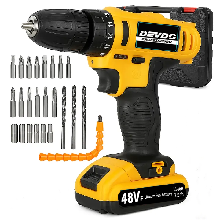 New Arrived 21V Household Electric Drill 37 Piece Set Lmited Time Promotion Can Drill Wood, Metal, Ceramic, Plastic EU Plug Accessories Two speed Power Hand Tools