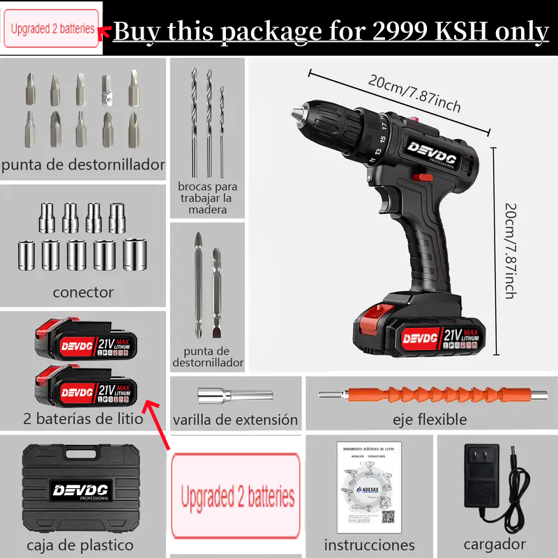 New Arrived 21V Household Electric Drill 28 Piece Set Lmited Time Promotion Can Drill Wood, Metal, Ceramic, Plastic EU Plug Accessories