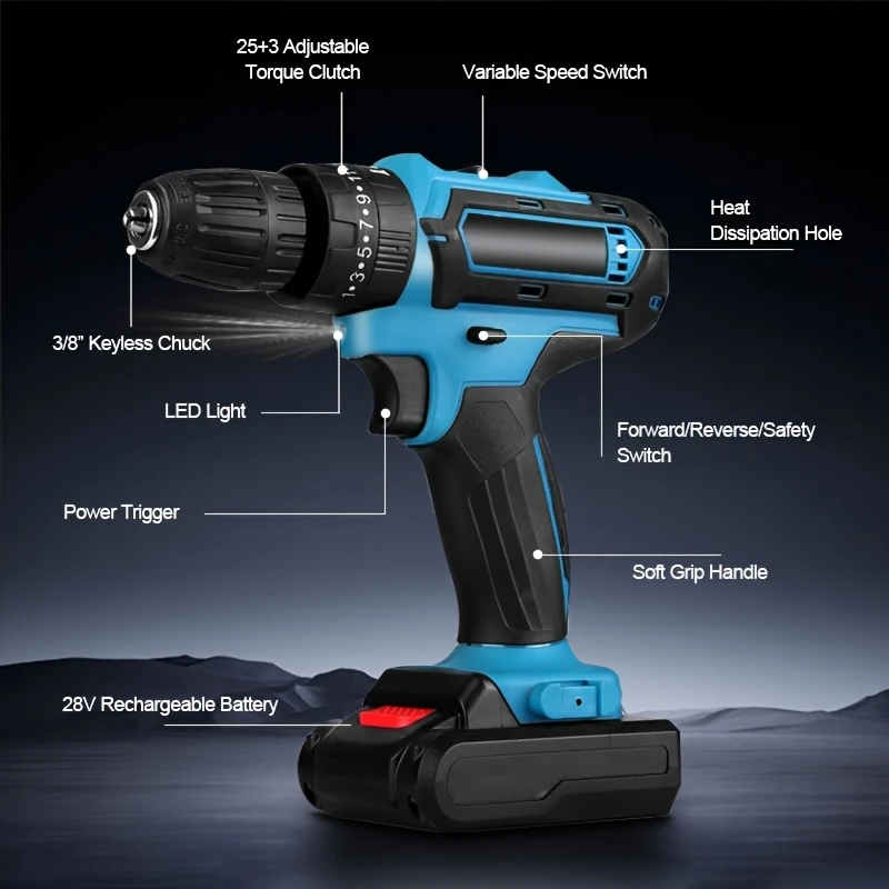 New Arrived 21V Household Electric Drill 38 Piece Set Three Functions Drillable Walls Electric Cordless Drill,charging electric screwdriver, drilling machine,drilling machine set ,drillling tool drill